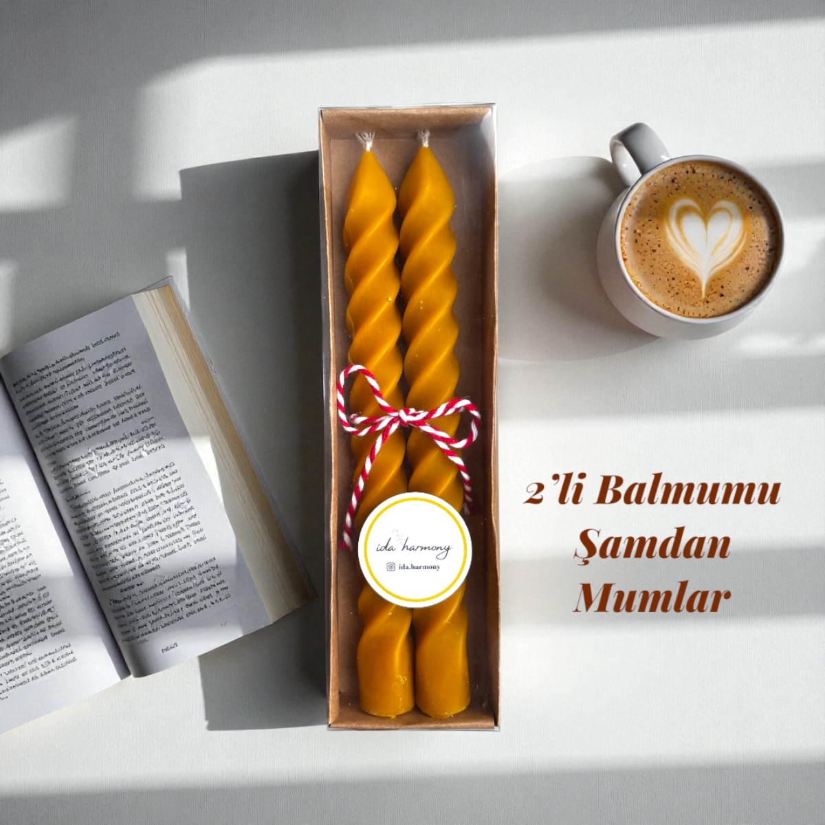 Şamdan Mumu 2’li Set (Balmumundan Kimyasal İçermez)